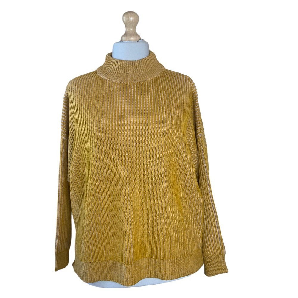 Topshop Mustard Ribbed Funnel Neck Sweater